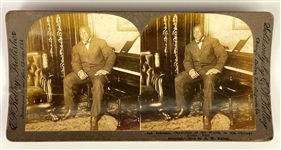 1910 Jack Johnson Champion of the World Stereoview Card and Period Stereoview Viewer