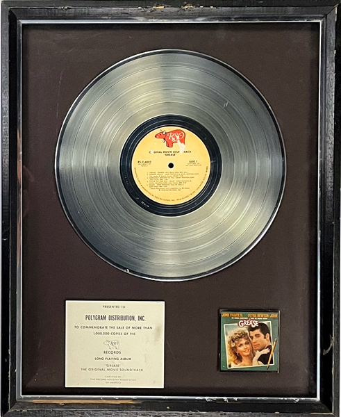 RIAA Platinum Record Award Soundtrack for the 1978 Film <em>Grease</em> PLUS Olivia Newton-John Signed 8x10 Photo (BAS)