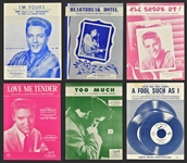 1950s - 1960s Elvis Presley Sheet Music Collection of 6 Incl. "Heartbreak Hotel", "Love Me Tender" and Others