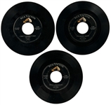 Three December 1955 Elvis Presley RCA Victor 45 RPM Releases of His Sun Singles – Incl. "Mystery Train", "Youre a Heartbreaker" and "Good Rockin Tonight"
