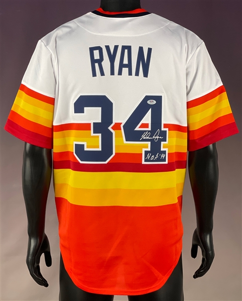 Nolan Ryan Signed and Inscribed Houston Astros #34"RYAN"  Jersey - "H.O.F. 99" (PSA/DNA)