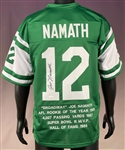 Joe Namath Signed New York Jets #12 "NAMATH" Lifetime Stats Jersey (JSA)