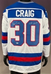 Jim Craig (Signed and Inscribed Team USA (Miracle on Ice) #30 CRAIG Jersey -  Inscribed 1980 GOLD (BAS)