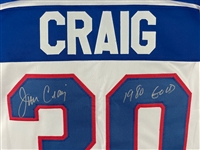 Jim Craig (Signed and Inscribed Team USA (Miracle on Ice) #30 CRAIG Jersey -  Inscribed 1980 GOLD (BAS)