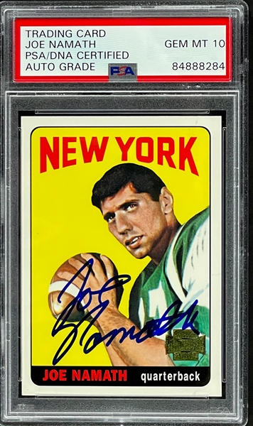 Joe Namath Signed 1965 Topps Reprint Card - Encapsulated PSA/DNA GEM MINT 10