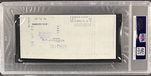 Bob Gibson Signed Personal Check - Encapsulated PSA/DNA GEM MINT 10
