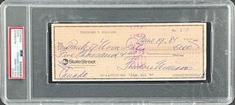 Ted Williams Signed $5,000 Personal Check - Encapsulated PSA/DNA
