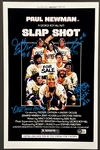 Hanson Brothers Signed <em>Slap Shot</em> Poster - "Old Time Hockey" Inscription (BAS)