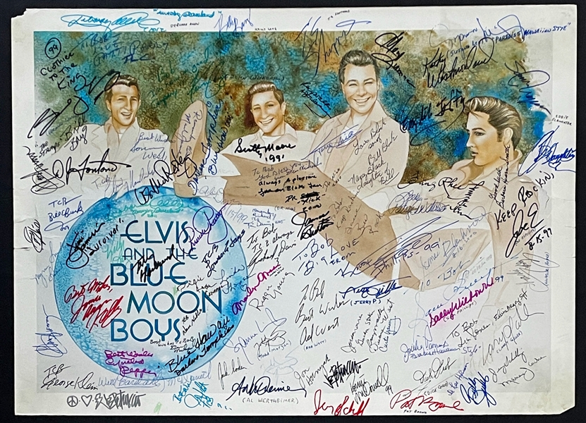 Elvis Presley Poster Signed by More than 70 of His Band Members, Memphis Mafia, Family and Friends! (BAS)