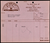 Sun Record Company Invoice for Three Jerry Lee Lewis Singles Incl. “Great Balls of Fire” and “Whole Lotta Shakin Goin On”