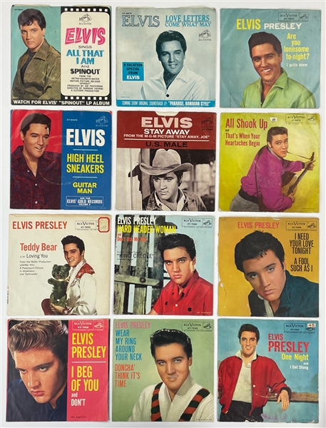 1950s-1970s Elvis Presley RCA "Black Label" 45 RPM Singles Collection of 25 Different