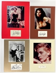 Hollywood Signed Index Card Collection of 6 Matted w/Photos (BAS) Incl. Robert Mitchum, Chuck Conners, Sophia Loren and Others
