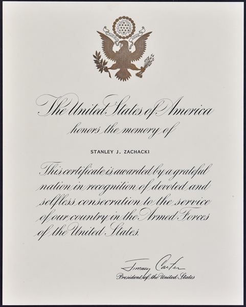 President Jimmy Carter Armed Forces Commemoration Document with White House Envelope