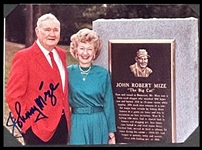 Johnny Mize Signed Yellow Hall of Fame Plaque and Signed Photo at His Baseball Hall of Fame Plaque (3 Items) (BAS)