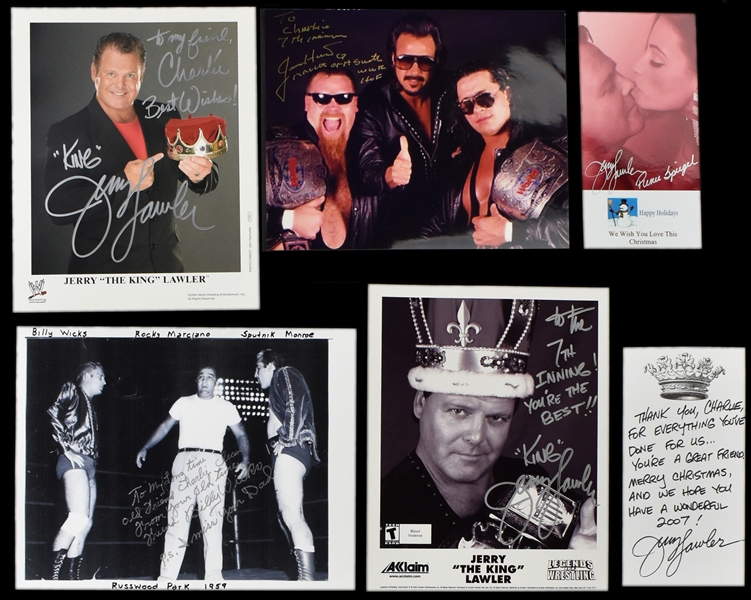 Jerry Lawler Signed Collection of Four Pieces Plus Jimmy Hart and Billy Wicks Signed Pieces (BAS)