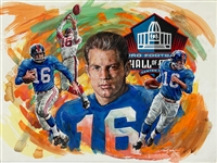 Original Doug West Painting of Frank Gifford - Commissioned by The Pro Football Hall of Fame