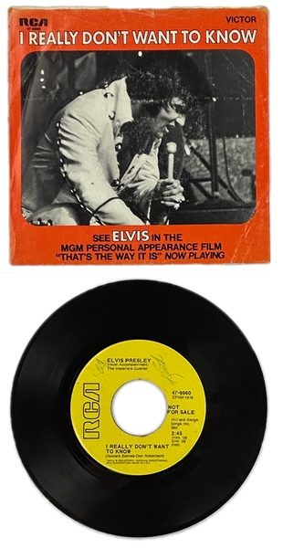 1970s Group of 10 Elvis Presley RCA Victor Yellow and Tan Label  “Not For Sale” 45 RPM Singles with Picture Sleeves (10 DIfferent)