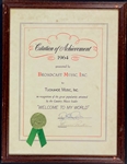 1964 BMI Award for "Welcoime to My World" to "Tuckahoe Music, Inc." (Jim Reeves Publishing Company)