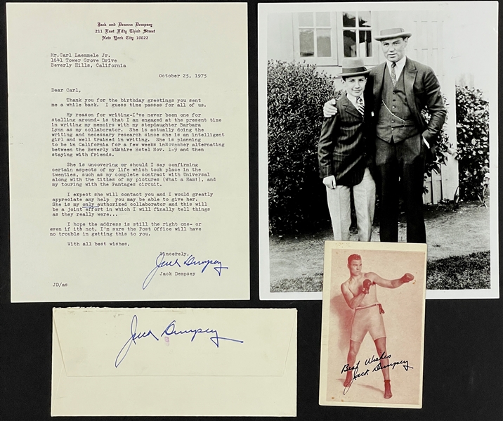 Jack Dempsey Signed Letter on His Personal Stationar and Signed Envelope (2 Items) (Beckett)