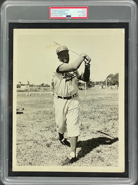 Jackie Robinson Signed TYPE I Photograph (Encapsulated by PSA/DNA)