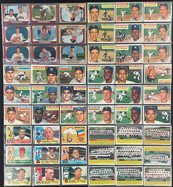 1955-61 Topps and Bowman Baseball Shoebox Collection of 1,972 Incl. TONS of Hall of Famers