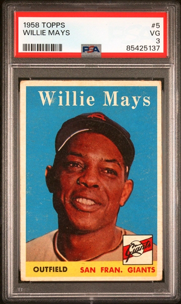 1958 Topps #5 Willie Mays - PSA VG 3