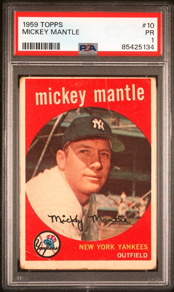 1959 Topps #10 Mickey Mantle - PSA PR 1