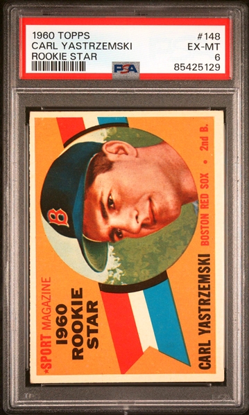 1960 Topps #148 Carl Yastrzemski Rookie Card - PSA EX-MT 6