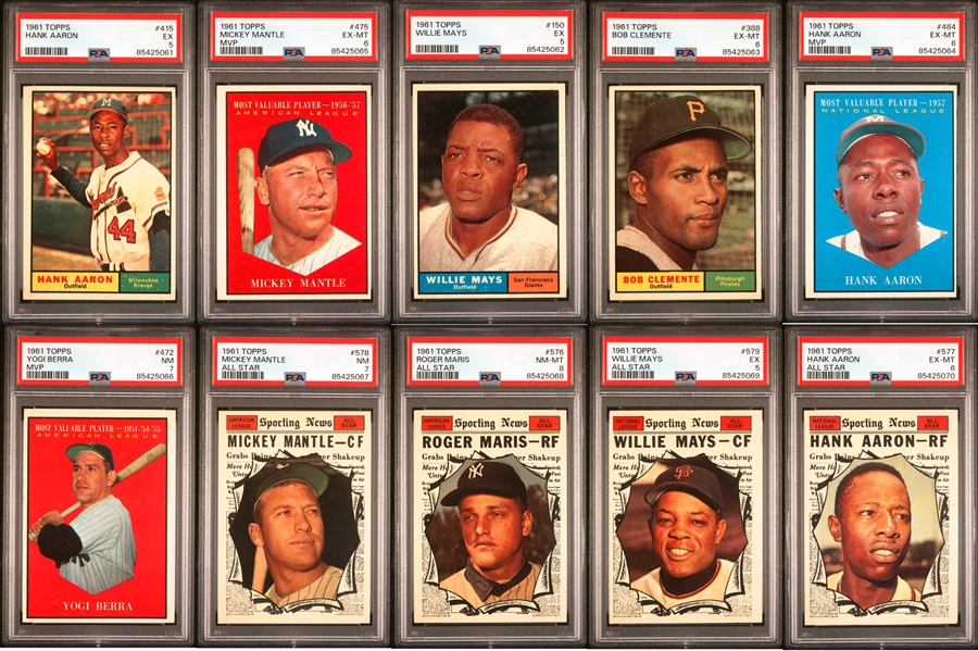 1961 Topps Baseball Complete Set (587) Incl. #300 Mickey Mantle PSA EX 5