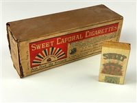 1920s Sweet Caporal Cigarettes Unopened Pack and Empty Display Carton (2 Items)