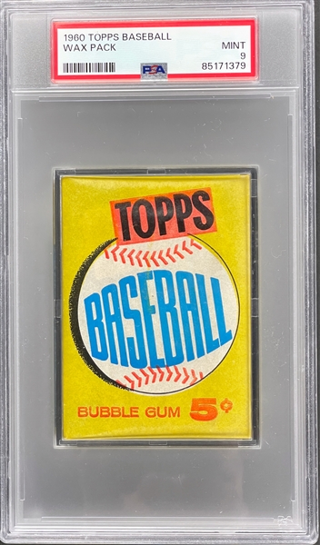 1960 Topps Baseball Unopened 5-Cent Pack - MINT 9