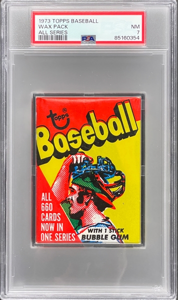 1973 Topps Baseball Unopened 10-Cent Pack All Series - PSA NM 7