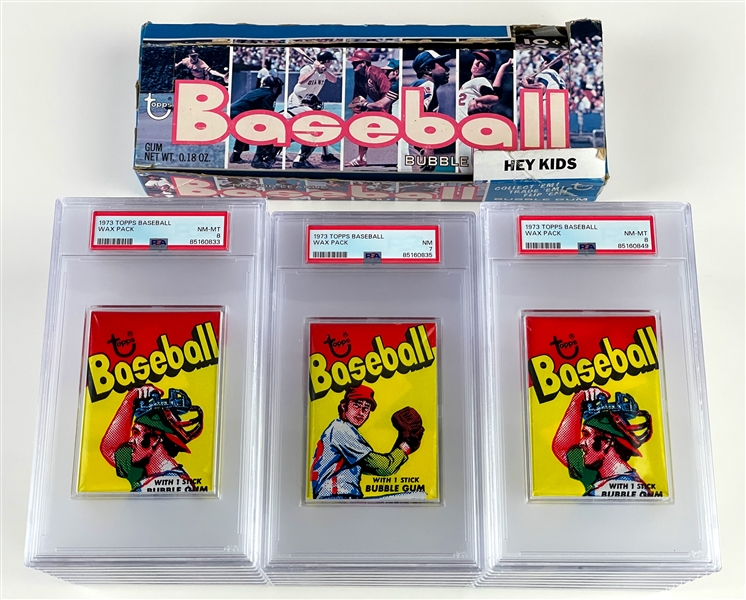 1973 Topps Baseball 10-Cent Display Box With Twenty PSA-Graded Unopened Packs