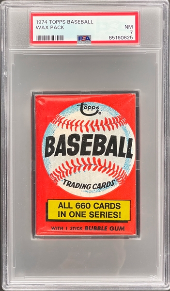 1974 Topps Baseball Unopened 10-Cent Pack - PSA NM 7