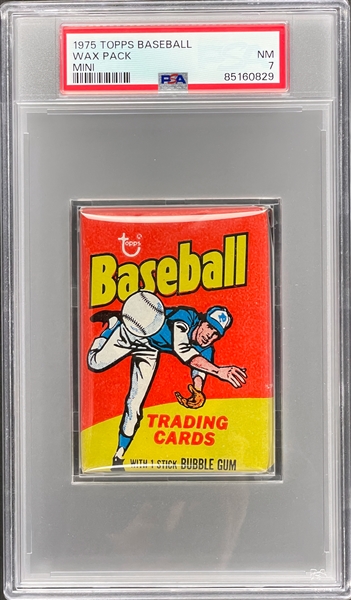 1975 Topps Baseball Mini Unopened 15-Cent Pack - PSA NM 7