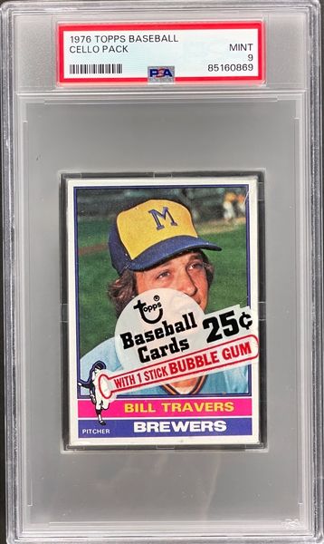 1976 Topps Baseball Unopened Cello Pack - PSA MINT 9