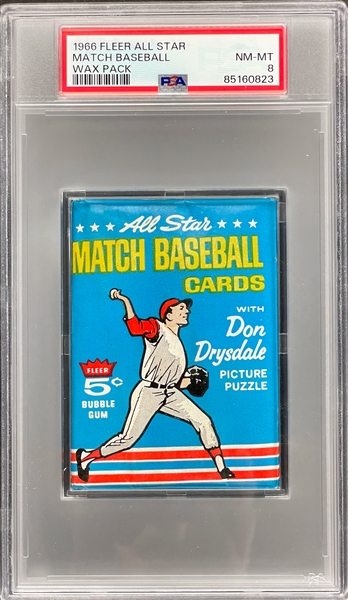 1966 Fleer Baseball Game Unopened 5-Cent Pack - PSA NM-MT 8