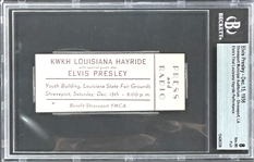 December 15, 1956, Full Press and Radio” Ticket for Elvis Presley at the Louisiana State Fairgrounds in Shreveport - <strong>Beckett NM-MT 8</strong>