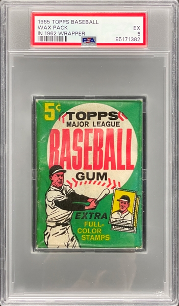 1965 Topps Baseball Unopened Wax Pack in 1962 Wrapper - PSA EX 5