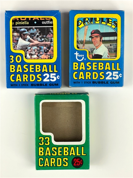 1970, 1971, and 1972 Topps Baseball Cello Pack Boxes