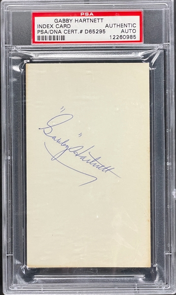 Gabby Hartnett Signed Index Card - PSA/DNA Encapsulated