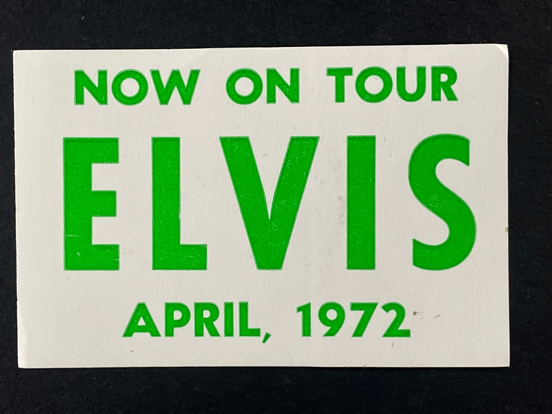 1972 "ELVIS NOW ON TOUR APRIL 1972" Backstage Pass - Green Variation