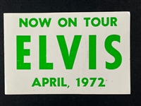 1972 ELVIS NOW ON TOUR APRIL 1972 Backstage Pass - Green Variation