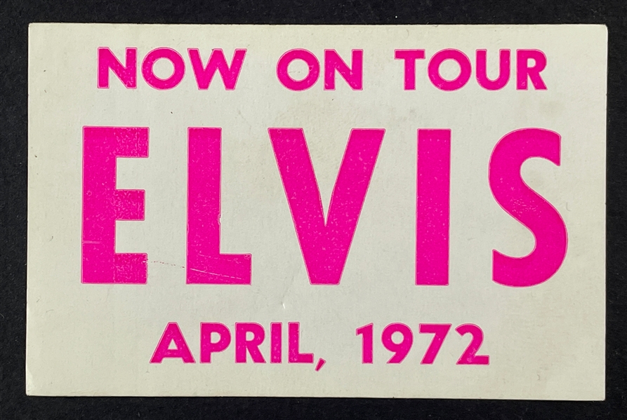 1972 "ELVIS NOW ON TOUR APRIL 1972" Backstage Pass - Pink Variation