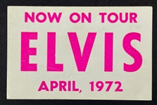 1972 "ELVIS NOW ON TOUR APRIL 1972" Backstage Pass - Pink Variation
