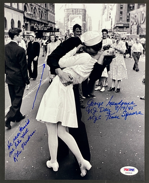George Mendonsa / Rita Mendonsa Signed VJ Day Kiss in Times Square Photograph (PSA/DNA)