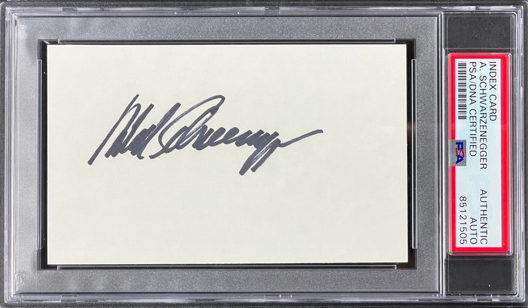 Arnold Schwarzenegger Signed Index Card Encapsulated by PSA/DNA