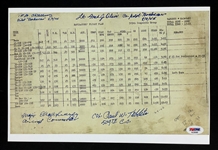 Nagasaki Bombing "Bockscar" Crew Signed Navigators Flight Plan Incl. Paul Tibbets, Charles Sweeney, Albury and Fred Olivi (PSA/DNA)