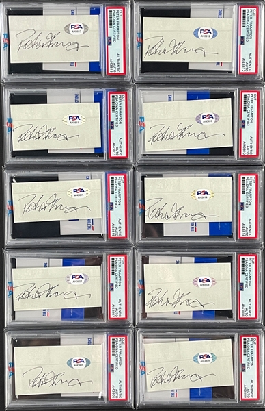 Group of 10 Peter Frampton Cut Signatures Encapsulated by PSA/DNA