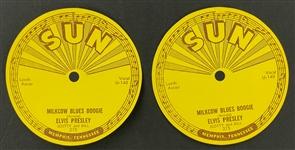 1955 Two Unused Record Labels for Elvis Presleys Sun 215 “Milkcow Blues Boogie” 45 Single